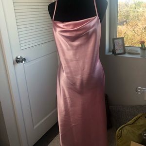 Pink Silk Slip Dress w/ Side Slit